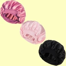 Unscented Silk Satin Wide Brim Sleep Cap Bonnet - Comfortable Elastic Band Sleep Caps For Daily Use, Polyester Solid Color Bonnet For All Season - Multicolor - View 30