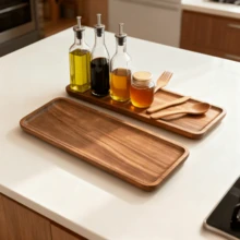 1件/2件/套 红木托盘，长方形木质收纳托盘，厨房整理托盘，食物盛放托盘，木质熟食板，木质皂碟托盘，浴室台面托盘，水槽托盘 - 彩色 - 查看 1