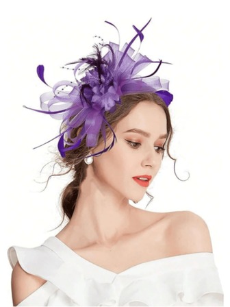 1 Piece Purple Fascinators Hats 20s 50s Hat Pillbox Hat Tea Party Headwear With Veil For Girls And Women