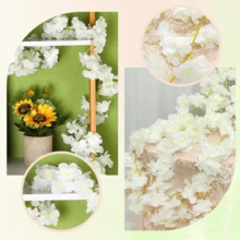 6 Pack 70.8IN Artificial Cherry Blossom Vines Cherry Blossom Flower Garland Hanging Cute Room Decor For Japanese Kawaii Bedroom Party Wedding Spring Home Decorations - 白色 - 查看 6