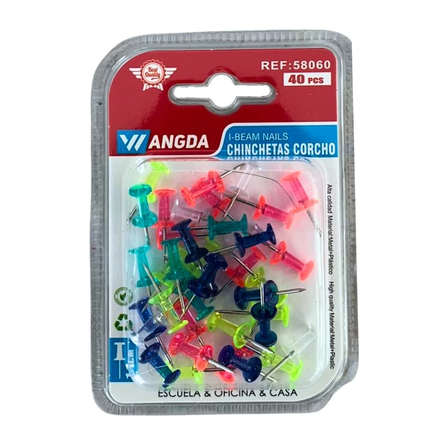 Pack de 40 Chinchetas de Corcho de Colores – Piezas Resistentes, Ligeras y de Gran Fijación, Ideales para Tableros de Corcho, Decoración, Fotos, Notas, Manualidades Escolares y Proyectos de Organización en el Hogar u Oficina - Multicolor - Ver 1