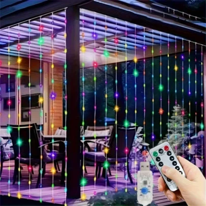 300 LED Fairy Curtain Lights, 9.8ft X 9.8ft Warm White Curtain String Lights, USB Plug In 8 Lighting Modes Christmas Decoration, Hanging Lights With Remote For Bedroom Indoor Weddings Dorm