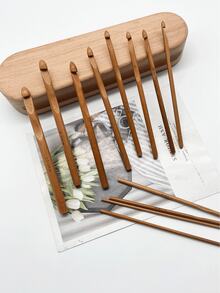 Set de 12 ganchos de ganchillo de bambú, con tamaños desde 3.0mm hasta 10.0mm, producto de bambú natural, suave y sin astillas, adecuado para tejer suéteres, bufandas de bricolaje - Caqui - Ver 6