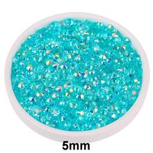 2MM-6MM, 5 Sizes, Assorted Transparent AB Color Resin Round Flat Bottom Crystal Rhinestone Jewelry DIY Beads, Suitable For Phone Cases, Nail Stickers, Clothes, Bags, Shoes, Crafts, Sparkling Nail Art Decorations