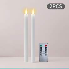 無焰遙控定時調光 LED 閃爍蠟燭燈，電池供電窗戶蠟燭，遙控 10 鍵閃爍蠟燭，情人節禮物、新年禮物、感恩節壁爐裝飾、居家婚禮裝飾、萬聖節、復活節、節日派對、聖誕電子蠟燭 - 白色 - 查看 15