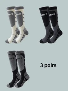 1 Pair Thick Warm Ski Socks, Unisex Winter Thick Long Socks, Moisture-Wicking Odor-Resistant, Suitable For Outdoor Skiing, Hiking, Sports, Anti-Slip Warm Snow Socks, Ankle Protection Breathable Long Socks