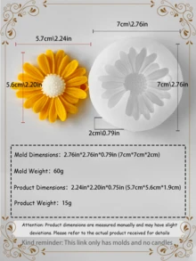 1 Sunflower Candle Mold - Sunflower Candle Mold - Silicone Mold - Reusable Silicone Mold With Asymmetric Edges, Suitable For Handmade Holiday Decorations, Making Wax Or Resin Plaster Holiday Molds, Valentine's Day, Mother's Day, Wedding Season - White - View 7