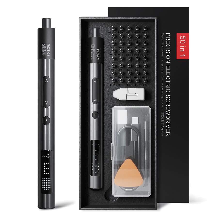 50合1精密电动螺丝刀套装，可充电4合1静音高扭矩迷你电动工具套装，适用于电子产品、手表、眼镜和DIY维修