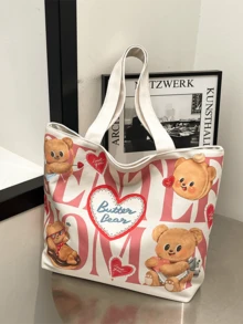 奶油熊单肩包 - 柔软毛绒可爱泰迪熊装饰斜挎包，Y2K 美学手提包，配有可调节链条肩带和拉链，适合上学、购物、约会、旅行、日常使用，也是生日、节日和特殊场合的精美礼物。 - 粉色 - 查看 7