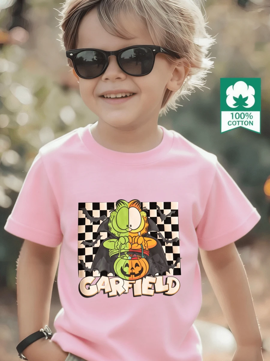 Esta nueva camiseta de manga corta para niñas, 100% algodón, luce modernos estampados de dibujos animados y un corte holgado, informal y versátil. Confeccionada con un tejido suave y delicado con la piel, es suave con la piel sensible de tu hija, permitiéndole libertad de movimiento y comodidad durante reuniones familiares, actividades escolares o juegos al aire libre. - Rosa - Ver 1