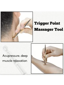 1 pieza Bolígrafo de acupresión de acero inoxidable, para tensión muscular, bastón meridiano manual, sin material plástico, adecuado para ojos, cara, pies, brazos, espalda, cuello - Herramienta de relajación de puntos de acupresión, para tensión muscular, relajación de todo el Body, puntos gatillo, bolígrafo de masaje de acupresión manual de puntos gatillo - Multicolor - Ver 5