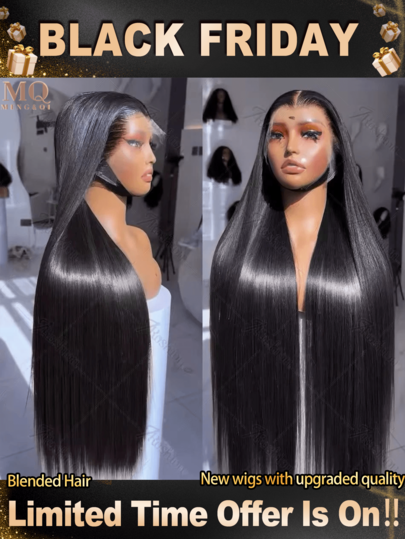 Brazilian Long Hair Wigs Glueless Straight Human Blended Hair Wigs 200% Density 5x5 13x4 Natural Hairline No Glue Lace Front Wig For Women Lace Frontal Closure Wig Pre Plucked 8-30 Inches Natural Hairline With Baby Hair Natural Looking Beginner Friendly