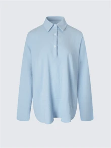 女士加大衬衫纯色日常休闲长袖主教袖衬衫领常规上衣日常拼布纽扣