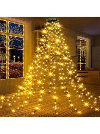 1个圣诞装饰灯，LED圣诞氛围夜灯，USB供电，带遥控器，8种闪烁模式，LED圣诞树仙女灯，节日装饰，适用于圣诞家居装饰、卧室装饰、派对装饰、婚礼装饰、户外圣诞装饰、圣诞饰品、花园装饰