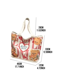 奶油熊单肩包 - 柔软毛绒可爱泰迪熊装饰斜挎包，Y2K 美学手提包，配有可调节链条肩带和拉链，适合上学、购物、约会、旅行、日常使用，也是生日、节日和特殊场合的精美礼物。 - 粉色 - 查看 4