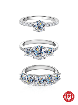 1枚S925纯银闪亮立方氧化锆戒指，圆形切割，璀璨钻石，经典优雅复古风格，奢华新娘派对婚礼珠宝，送给妻子、女友的订婚纪念日、生日礼物，附赠精美礼盒