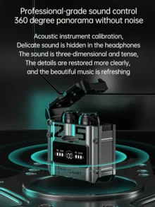 Wireless Earbuds, Mechanical Sci-Fi Aesthetic, Extended Battery Life, LED Digital Display, ENC Noise Cancellation, Compatible With Smartphone, Computer