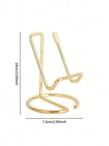 1pc Iron Metal Phone Stand, Desk Top Gold Storage Rack, Multifunctional Metal Holder, Creative Tablet Stand - Multicolor - View 9