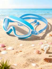 Nuevas gafas de natación con marco grande y tapones para los oídos, antivaho y protección UV - Multicolor - Ver 1