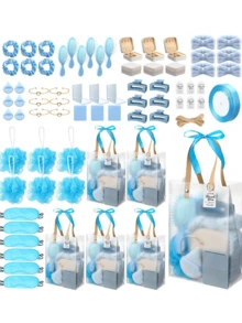74 Pcs Wedding & Party Favor Supplies | Bridal Shower Gift Set | Includes Headbands,,Puff | Multi-Color - D - View 8