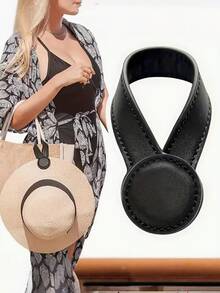 1 pieza Clip de sombrero de piel sintética de moda, portátil y duradero, perfecto para viajes y almacenamiento, nuevo diseño de accesorio de visera de sol, accesorio de viaje versátil - Multicolor - Ver 1