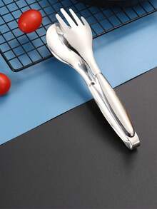 1PC Minimalist Gold & Silver Salad Tongs, Stainless Steel 2-In-1 For Salads, Pasta & Side Dishes, Great For Modern Kitchens, Studio Apartments, Holiday Gifting (Christmas, Thanksgiving) - Sleek & Functional, Must-Have For Minimalist Homes & Gift For Design Lovers #MinimalistKitchen #StudioApartment #HolidayGift #DesignLover #SleekUtensils - Multicolor - View 5