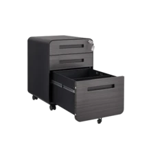 Mobile 3-Drawer Filing Cabinet For Office, Simple And Versatile Style, For Legal/Letter/A4 Size Files, 5 Anti-Tip Casters, Cold-Rolled Steel, Waterproof And Moisture-Resistant, White - Black - View 4