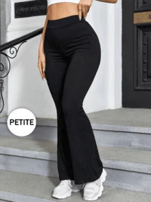 1pc Polyester Fabric Plus Size Women Flared Sports & Fitness Wear - Black - View 2