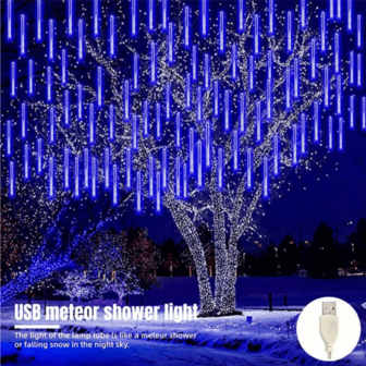 LED Meteor Shower Lights, Outdoor Festive Hanging Decoration, Water-Resistant, Powered By Universal Serial Bus (USB) For Garden, Yard, Trees,Birthday And Holiday Courtyard Garden Decoration