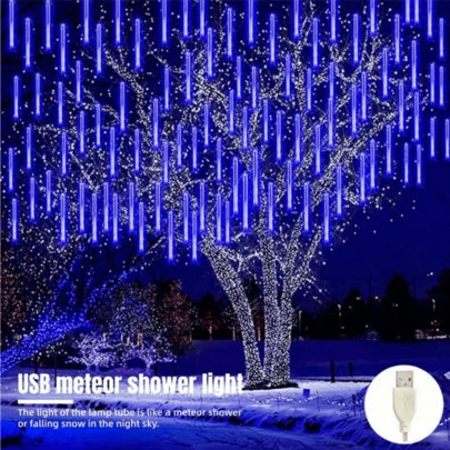 Đèn LED hình sao băng, đồ trang trí treo ngoài trời cho ngày lễ, chống nước, dùng nguồn USB, thích hợp cho sân vườn, sân nhà, cây cối, trang trí sân vườn cho sinh nhật và các ngày lễ.