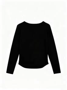 2pcs 270g Autumn/Winter Thermal Underwear Tops, Solid Color Slim Fit Long Sleeve T-Shirts, Versatile Base Layer - Apricot + Black - View 5