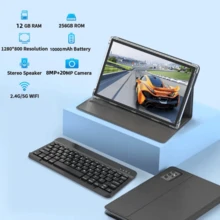 W&O 11-Inch Tablet PC, Android 15 Operating System, 2-In-1 Tablet With Keyboard, Mouse, Protective Case, Stylus, 256GB ROM + 12GB RAM, Supports 1TB Memory Card Expansion, 8+20MP Camera, Octa-Core Processor, 10000mAh Battery, 1280*800 IPS HD Display, Tab, Wi-Fi 6, Tablet, Tablet, Pad - Black - View 8