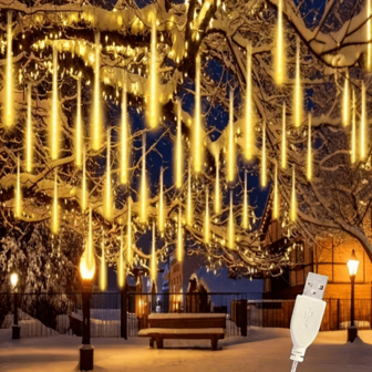 LED Meteor Shower Lights, Outdoor Festive Hanging Decoration, Water-Resistant, Powered By Universal Serial Bus (USB) For Garden, Yard, Trees,Birthday And Holiday Courtyard Garden Decoration