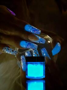 10g Sky Blue Glow-In-The-Dark Nail Pigment - Luminous Epoxy Resin Dye Acrylic Craft Tips Halloween Party - Apricot - View 1