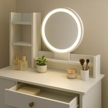 Exquisite Vanity Table With Mirror, Storage Friendly Makeup Table With Multiple Drawers And Hidden Shelves, White Vanity, Suitable For Bedroom And Living Room, Perfect Gift For Christmas. - Dressing Table (without Stool) - View 2