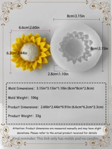 1 Sunflower Candle Mold - Sunflower Candle Mold - Silicone Mold - Reusable Silicone Mold With Asymmetric Edges, Suitable For Handmade Holiday Decorations, Making Wax Or Resin Plaster Holiday Molds, Valentine's Day, Mother's Day, Wedding Season - White - View 13