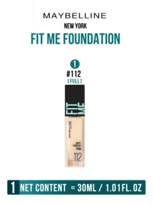 Maybelline Fit Me 哑光无瑕粉底液 SPF 17 #112 奶油象牙色，5/30ml，24 小时保湿，三合一（妆前/补妆/提亮），无痕哑光妆效，持久滋养，轻松三步上妆，适合白皙至浅肤色及油性肌肤，打造持久无瑕底妆。 - 美寶蓮FITME粉底液 柔霧版112 - 查看 12