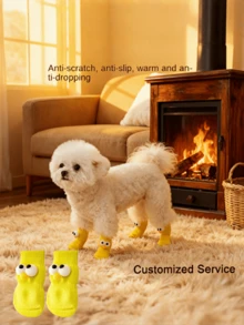 4双装狗狗靴 - 防水防滑，适合冬季雪地和夏季炎热路面；狗狗袜带防滑鞋底 - 室内舒适，在硬木地板上也能提供良好抓地力；狗狗鞋保护爪子 - 坚固鞋底，适合远足、岩石和崎岖路面；全天候狗狗靴 - 夏季透气，冬季保暖；狗狗袜；雪地狗狗靴；防滑狗狗袜；雪地狗狗靴；小型犬狗狗靴