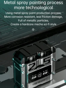 Wireless Earbuds, Mechanical Sci-Fi Aesthetic, Extended Battery Life, LED Digital Display, ENC Noise Cancellation, Compatible With Smartphone, Computer