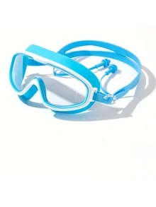 Nuevas gafas de natación con marco grande y tapones para los oídos, antivaho y protección UV - Multicolor - Ver 11