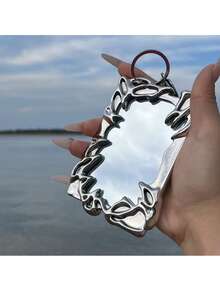 1pc Photo Card Holder, Photo Card Album, Photo Card Holder Keychain, Photo Card Holder With Keychain, Plastic Photo Card Holder Keychain, Silver Plated Photo Card Holder, ID Card Holder, Student Supplies, Back To School Season