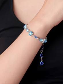 1pc Sweet Pink Bracelet For Women, Inlaid Luxury Fashion Versatile Friendship Bracelet, Holiday Gift - Bracelet - View 5