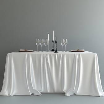 1件装长方形/圆形优雅缎面桌布，奢华亮面涤纶桌布，适用于婚礼、派对、宴会，为正式用餐场合增添优雅装饰。加长型长方形桌布，闪亮新娘宴会桌布，适用于招待会和派对。可机洗。