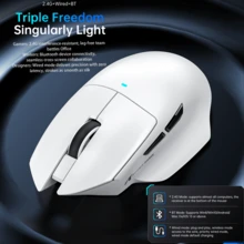 Attack Shark V6 无线游戏鼠标，3 种模式，博通 BK52820 芯片，PixArt PAW3311 传感器，25K DPI 精准度，65g 超轻设计，含 RGB 磁吸充电底座 - 白色 - 查看 8