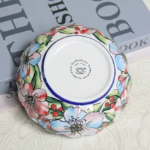 1pc European & American Creative Ceramic Soup Plate, 5.8 Inch Hand-Painted Round Dinner Plate, Tableware, Household Salad Bowl - Multicolor - View 9
