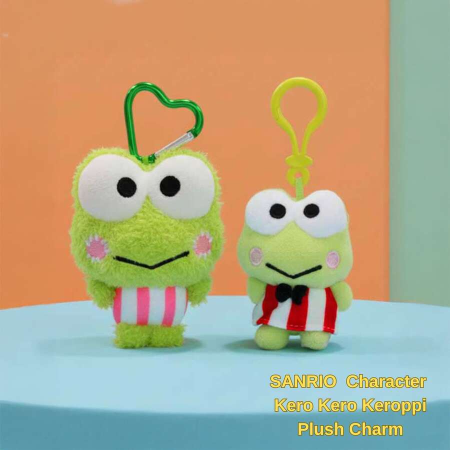 SANRIO Official Licensed  Plush Charms – Basic Model (Height 8 Cm / 3.15 In) & Special Edition Yarn Model (Height 11 Cm / 4.33 In) – Cute Frog Cartoon Hanging Toy Keychain For Kids, Teens, Fans & Collectors – Soft Mini Plush Pendant For Backpacks - Nhiều màu - Xem 1