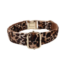This Soft And Comfortable Leopard Print Zinc Alloy Pet Collar Is Suitable For Small, Medium And Large Dogs. Made Of Durable Zinc Alloy Material, It Is Easy To Put On And Take Off. This Is A High-End Dog Collar. (Due To Differences In Fabric, Batch And Color, There May Be Slight Variations; Colors Are Shipped Randomly.) - Brown - View 6