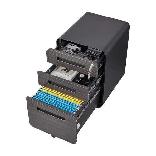 Mobilna szafka na dokumenty z 3 szufladami do biura, prosta i uniwersalna, na dokumenty w formacie prawnym/letter/A4, 5 kółek zabezpieczających przed wywróceniem, stal walcowana na zimno, wodoodporna i odporna na wilgoć, biała