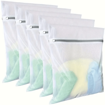 5pcs/Set Mesh Laundry Bags, Suitable For Delicate Clothes - Thickened Breathable Anti-Pilling Zipper Design, Perfect For Lingerie, Sweaters, Silk And Other Garments, Essential For Home, Travel, Dorm