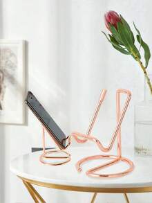 1pc Iron Metal Phone Stand, Desk Top Gold Storage Rack, Multifunctional Metal Holder, Creative Tablet Stand - Multicolor - View 1